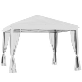 10' x 10' Pop-Up Outdoor Canopy with Sidewalls & Mesh Walls, Instant Setup, Cream White, for Events & Patio