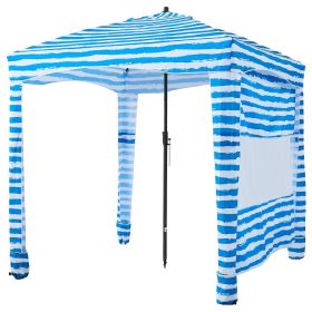 VEVOR Beach Cabana, 6 x 6 ft Beach Canopy with Side Wall, UPF 50+ Protection Easy Setup Cabana Tent with Sand Pockets